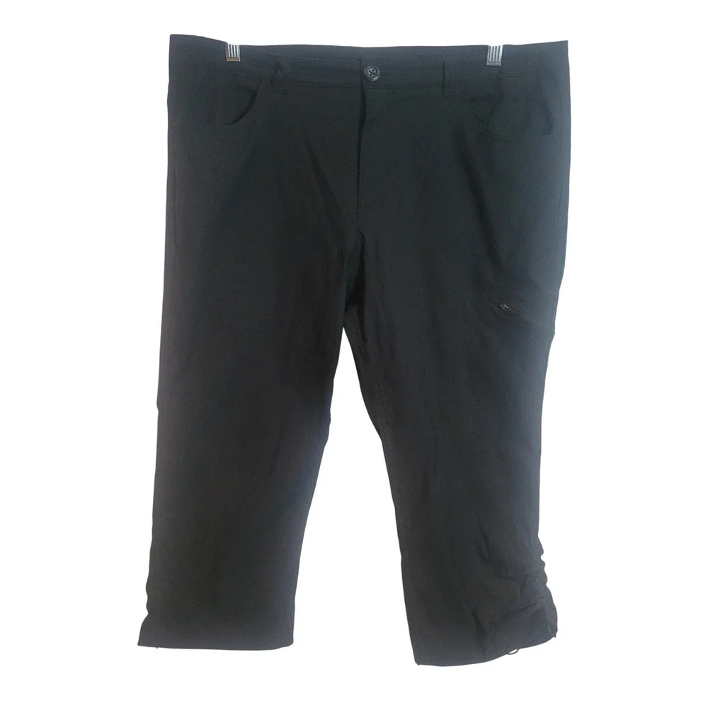 Eddie Bauer Womens Black Lightweight Capri Pants Hiking Outdoor Cargo Size 16
